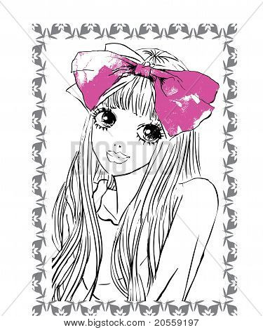 만화 초상화 그림 소녀