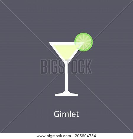 Gimlet cocktail icon on dark background in flat style. Vector illustration