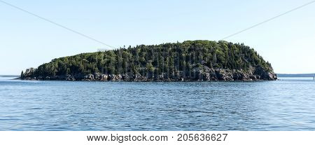 A view of porcupine island in Frenchman's Bay by Bar Harbor Maine.