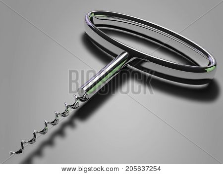 A brilliant corkscrew for uncorking wine on an isolated background.