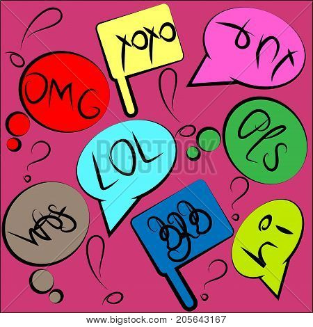 Set of comic speech bubbles with text, art style vector .