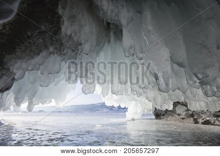 Ice Cave, Lake Baikal, Oltrek Island. Winter