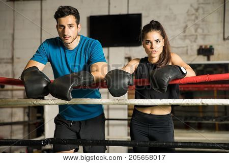 Couple Of Boxers In A Boxing Ring
