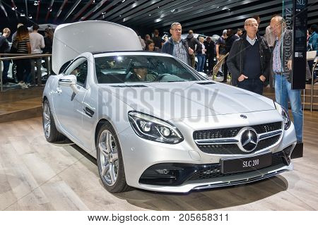 Frankfurt-September 20: Mercedes-Benz SLC 200 at the Frankfurt International Motor Show on September 20 2017 in Frankfurt