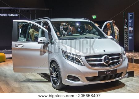 Frankfurt-September 20: Mercedes-Benz V 250 d at the Frankfurt International Motor Show on September 20 2017 in Frankfurt