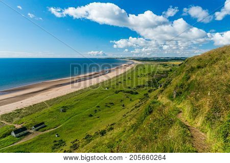 st. Cyrus beach and Montrose Bay, Angus, Scotland.
