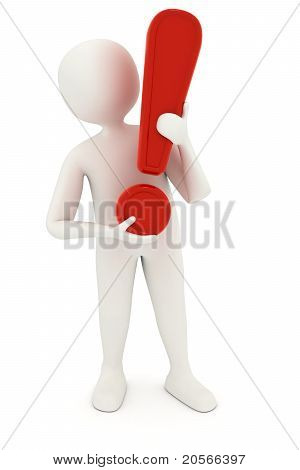 Hombre 3D Holding exclamación