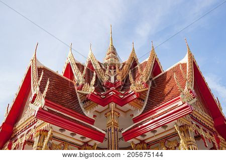thai temple pavilion decorated full of thai fine art style