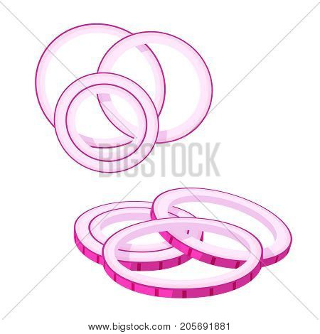 Hamburger ingredient. Red onion rings. Vector illustration cartoon flat icon isolated on white.
