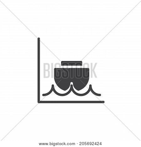 Low tide icon vector, filled flat sign, solid pictogram isolated on white. Symbol, logo illustration.