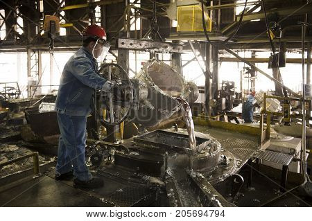 Padaeng industry Mae Sot Tak Thailand February20 2013 : Zinc mine. engineer control machine in factory.