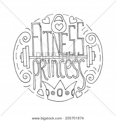 Fitness Princess Hand Drawn Circle