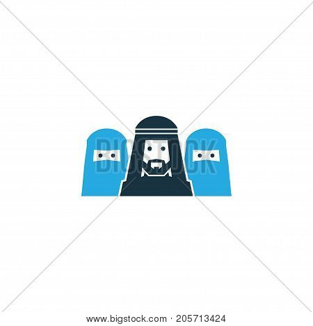 Premium Quality Isolated People Element In Trendy Style.  Mussulmans Colorful Icon Symbol.