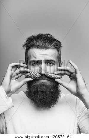 Bearded Man With Pinecone Moustache