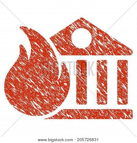 Grunge Bank Fire Conflagration rubber seal stamp watermark. Icon bank fire conflagration symbol with grunge design and dust texture. Unclean vector red emblem.