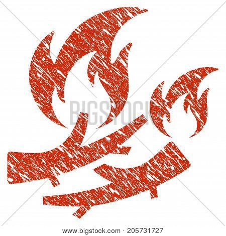 Grunge Firewood Fire rubber seal stamp watermark. Icon firewood fire symbol with grunge design and dirty texture. Unclean vector red sticker.