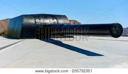 Castillitos Battery. Massive guns that defended Cartagena Bay. Murcia. Spain