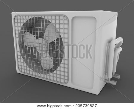 Modern Air Conditioner Isolated On A Gray Background . 3D Rendered Illustration