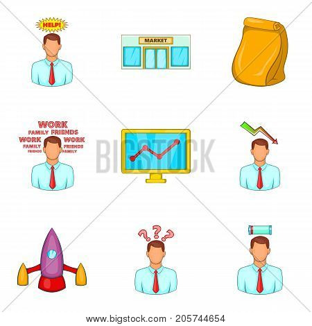 Breadwinner icons set. Cartoon set of 9 breadwinner vector icons for web isolated on white background
