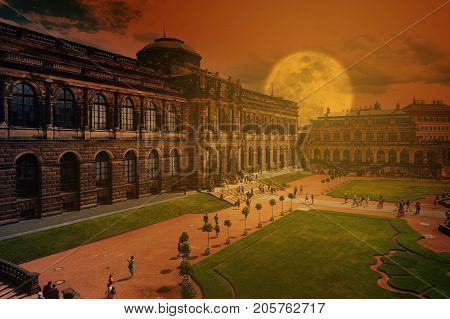 Zwinger - late German Baroque founded in the early 18th century. a complex of four magnificent palace buildings