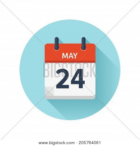 May 24. Vector flat daily calendar icon. Date and time, day, month 2018. Holiday. Season.