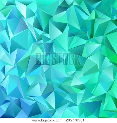 Teal abstract geometrical triangle tile mosaic background - vector graphic design from triangles in geren and blue tones