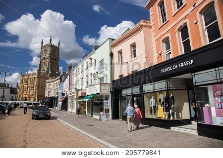 CIRENCESTER, ENGLAND - AUGUST 31, 2017:Old street in Cirencester, England, United Kingdom