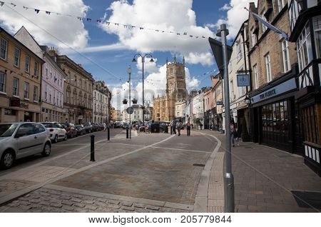 CIRENCESTER, ENGLAND - AUGUST 31, 2017:Old street in Cirencester, England, United Kingdom