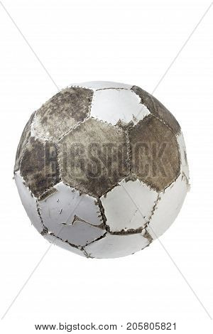 A Wornout Football on a White Background
