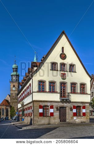 Old town hall on the market square in Lauf an der Pegnitz Bavaria Germany