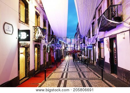 PONTA DELGADA, 12 AUGUST 2017 - White Ocean Holiday in Ponta Delgada Harbour, Sao Miguel Island, Azores, Portugal, Europe