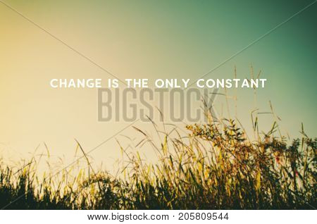 Life Motivational And Inspirational Quotes - Changes Is The Only Constant. Blurry Retro Styled Backg