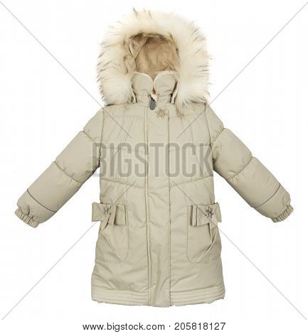 Women winter jacket isolated on white background.