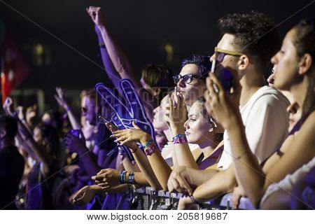 Cluj-Napoca, Romania - August 4, 2017:  Crowd having fun at Ellie Goulding, an English singer and songwriter live concert at Untold Festival, the Best Major Music Festival of Europe