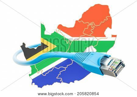 Internet connection in South Africa concept. 3D rendering isolated on white background