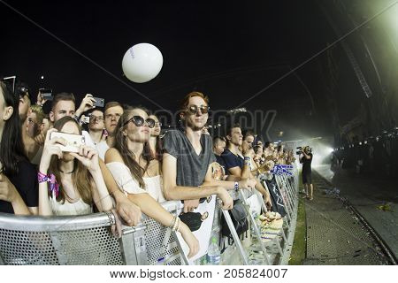 Cluj-Napoca, Romania - August 4, 2017:  Crowd having fun at Ellie Goulding, an English singer and songwriter live concert at Untold Festival, the Best Major Music Festival of Europe