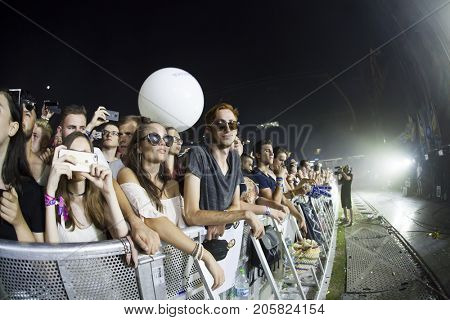 Cluj-Napoca, Romania - August 4, 2017:  Crowd having fun at Ellie Goulding, an English singer and songwriter live concert at Untold Festival, the Best Major Music Festival of Europe