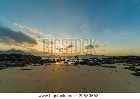 Laem Ka beach in Phuket Thailand at sunrise