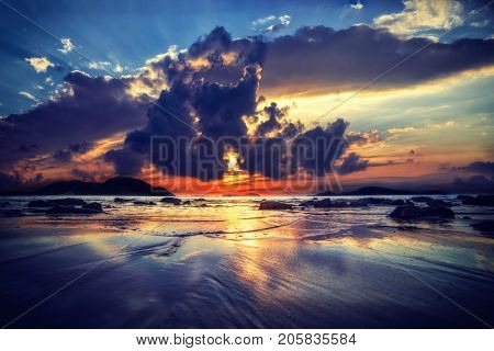 Laem Ka beach in Phuket Thailand at sunrise
