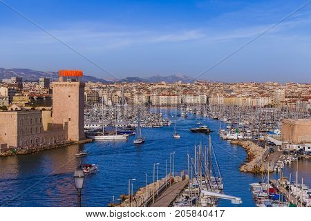 Fort and Vieux Port - Marseille France - nature and architecture background