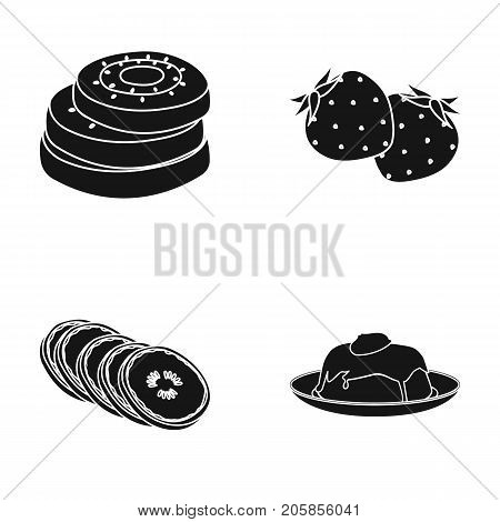Fruits and other food. Food set collection icons in black style vector symbol stock illustration .