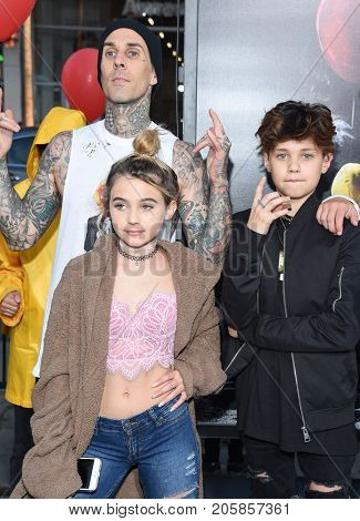 LOS ANGELES - SEP 05:  Travis Barker, Alabama Barker and Landon Barker arrives for the 'IT' World Premiere on September 5, 2017 in Hollywood, CA                