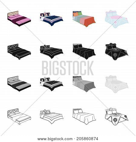 Furniture, bed, mattress, and other  icon in cartoon style.Textiles, bedclothes, doss, icons in set collection.