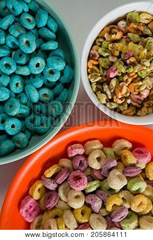 Close-up of various breakfast in bowl