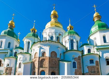 Saint Sophia Cathedral in Kiev, Ukraine, on blue sky