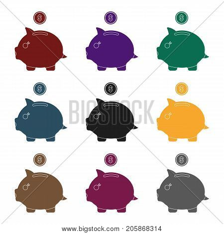Donation piggybank icon in black design isolated on white background. Charity and donation symbol stock vector illustration.
