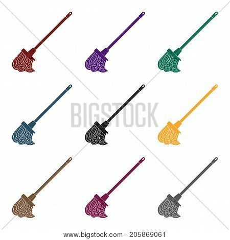 Mop icon in black design isolated on white background. Cleaning symbol stock vector illustration.