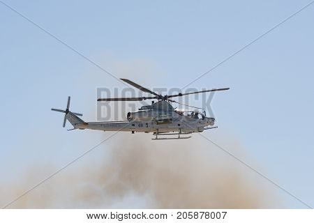 U.s. Navy Ah-1 Cobra Helicopter Performing At The Miramar Air Show