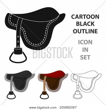 Saddle icon in cartoon design isolated on white background. Hippodrome and horse symbol stock vector illustration.