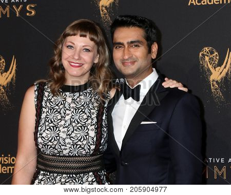 LOS ANGELES - SEP 10:  Emily V. Gordan, Kumail Nanjiani at the 2017 Creative Arts Emmy Awards - Arrivals at the Microsoft Theater on September 10, 2017 in Los Angeles, CA